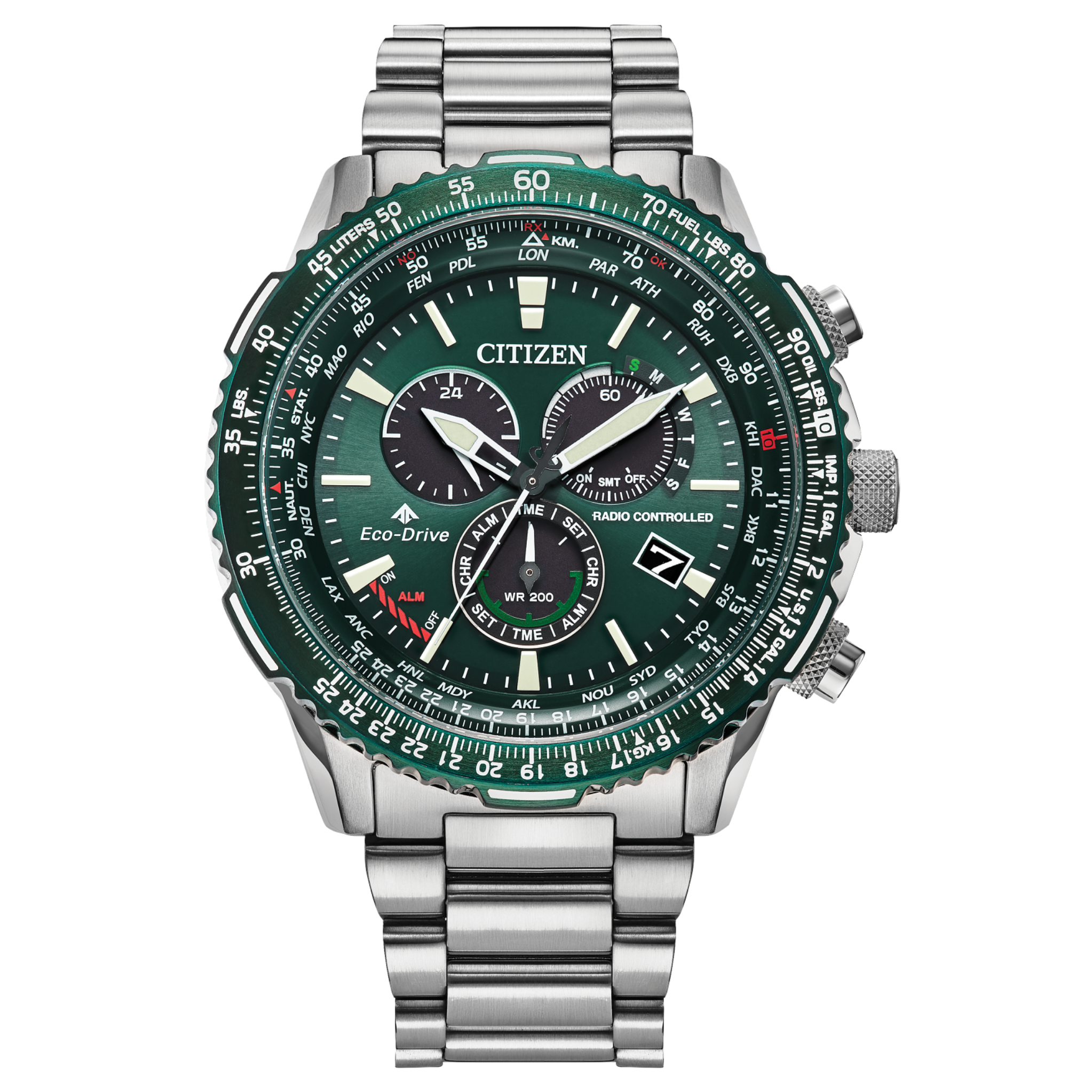 Citizen Men's Promaster Diver Eco-Drive Green Dial Stainless Steel Bracelet BN0199-53X