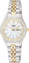 Citizen Quartz Two Tone Mother of Pearl Watch with Day/Date EQ0534-50D