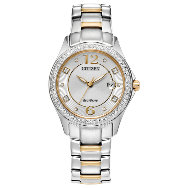 Citizen Eco Drive Two Tone Crystal Ladies Watch FE1146-71A