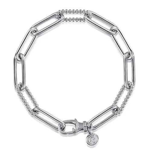 Sterling Silver Bujukan Textured Paperclip Bracelet.