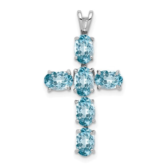 STERLING SWISS BLUE TOPAZ CROS.