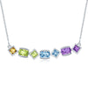 Sterlling Silver Bezel Multi- Shape Multi-Gemstone Necklace