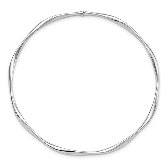 10K White Gold Polished Twist Bangle Bracelet