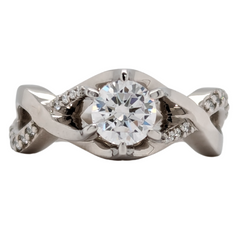 14K White Gold Infinity Round Brilliant Diamond Semi-Mount Engagement Ring