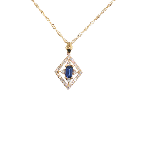 14K YG .32CT SAPPHIRE .26CTW DIA LESLIES 1MM SINGAPORE 18"