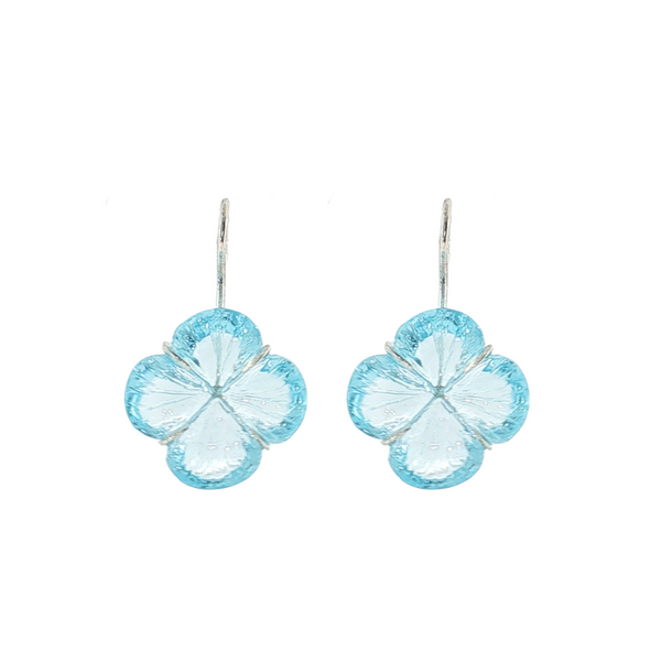 STERLING BLUE TOPAZ FLOWER EARRINGS