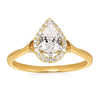14KT Gold Diamond Engagement Semi-Mount Ring for Pear Shape.