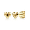 14K Yellow Gold Puffed Heart Studs