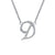 Sterling Silver Initial "D" Script Necklace With Simulated Diamonds