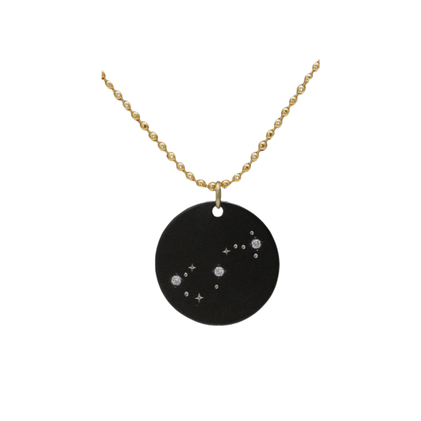 Zirconium Scorpio Zodiac Lab Grown Diamond Disc Necklace with Gold Filled Chain