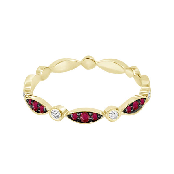 18K Yellow Gold Ruby & Diamond Band