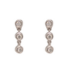 14K White Gold Three Diamond Bezel Dangle Earrings