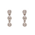 14K White Gold Three Diamond Bezel Dangle Earrings