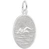 Sterling Silver Swimmer Oval Disc Charm