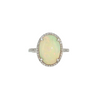 14K White Gold Opal Oval Halo Ring