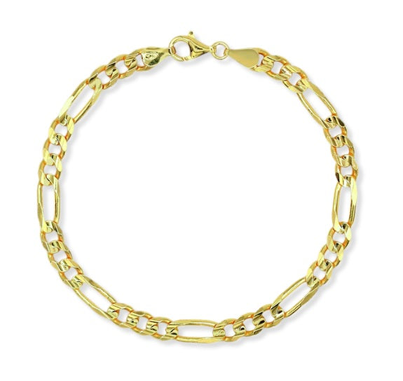Stellari Sterling 18K Yellow Gold Figaro Bracelet