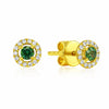 18K Yellow Gold Alexandrite Diamond Halo Studs
