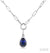10K White Gold Chain with Pear Shape Sapphire Pendant
