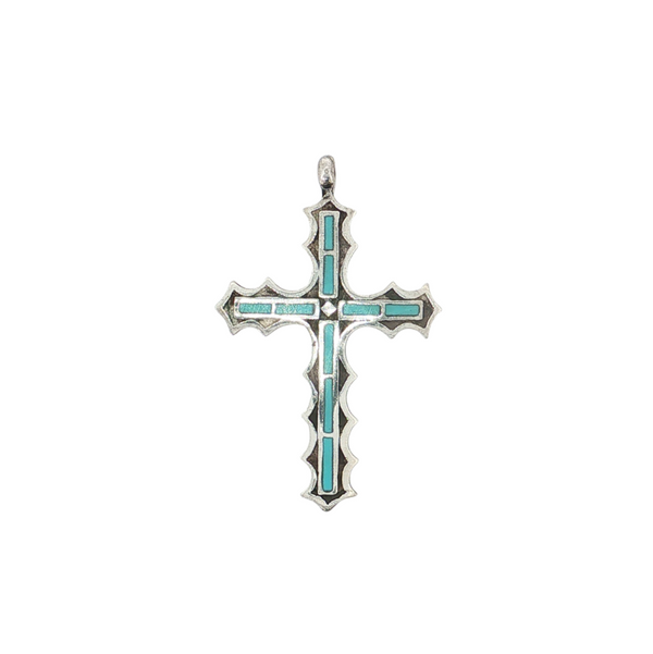 S/S TURQ CROSS PENDANT