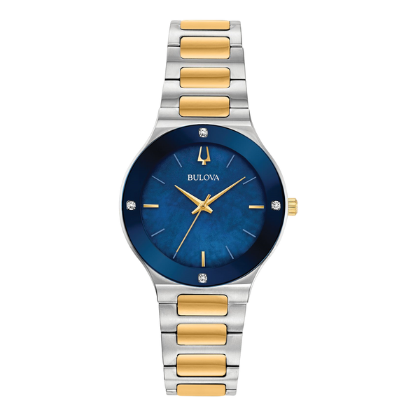 Bulova Millenia Two Tone Blue Dial Watch with Diamonds 98R273