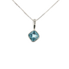 Sterling Sliver Cushion Checkerboard Blue Topaz 18in