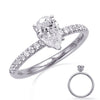 14K White Gold Pear Shape Diamond Semi-Mount Ring .27CTW