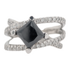 Estate: 14K White Gold Black & White Diamond Criss Cross Ring