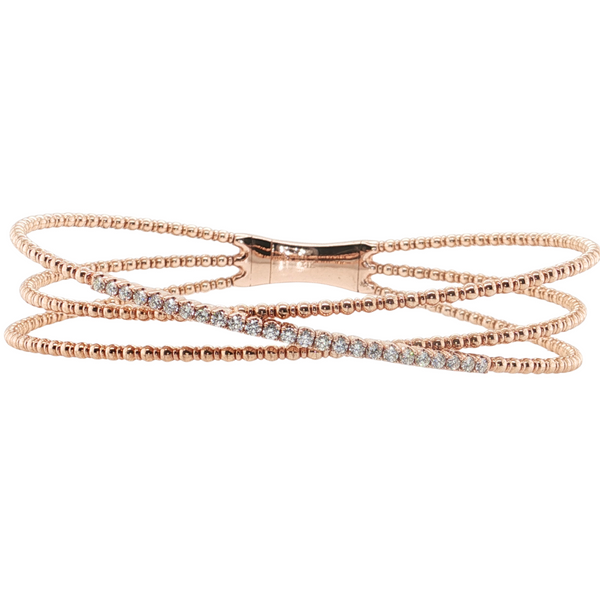 14kt Rose Gold .46ctw Diamond 3 Flex Bangle.