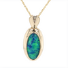 Estate 14kt Yellow Gold Opal Doublet Diamond Pendant W/ 18in Twist Chain