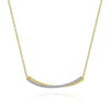 14K Gold Bujukan Two Tone Diamond Curved Bar Necklace