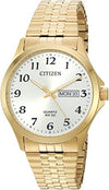 Citizen Quartz Goldtone Watch White Dial Expansive Band BF5002-99P