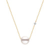 14K yellow Gold Akoya Pearl Necklace with Diamond Accent
