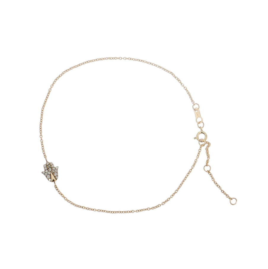 14kt Yellow Gold Hamsa Diamond Bracelet.