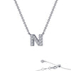 Sterling Silver Initial "N"CZ Block Letter Initial Necklace