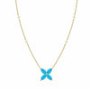 18K Yellow Gold Turquoise Flower Necklace