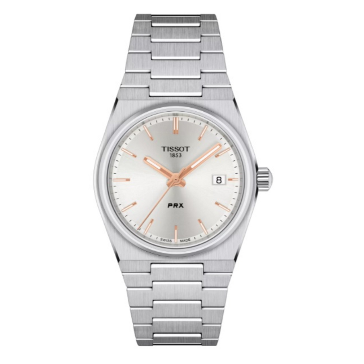 Tissot PRX 35MM Stainless Watch with Rose Accents