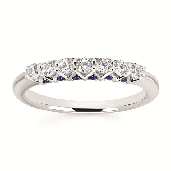 14kt White Gold .32ctw G-H SI1/SI2 Accents .10ctw Sapphire Band