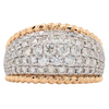 14K Domed Diamond Pave Rope Ring