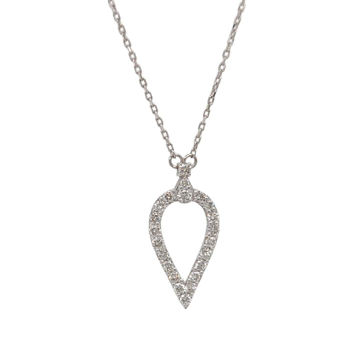 14K White Gold Diamond Geometric Drop Necklace