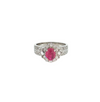 Estate Platinum 1.06ct Oval Cab Ruby .61ctw Diamond Ring