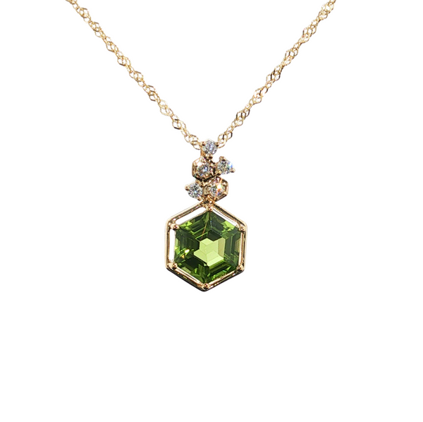 14K YG 2.22CT PERIDOT .14CTW DIA LESLIES 1MM SINGAPORE 18"