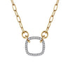 14K Two Tone Cushion Shape Diamond Necklace.