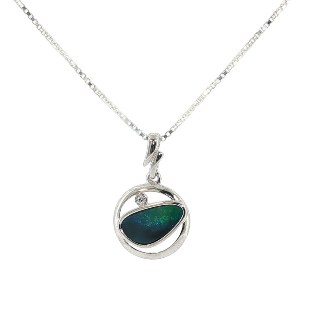 STERLING OPAL DOUBLET PENDANT .9MM BOX 20"