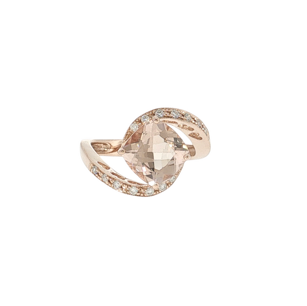 Estate 14kt Rose Gold 3ct Morganite .15ctw Diamond Ring