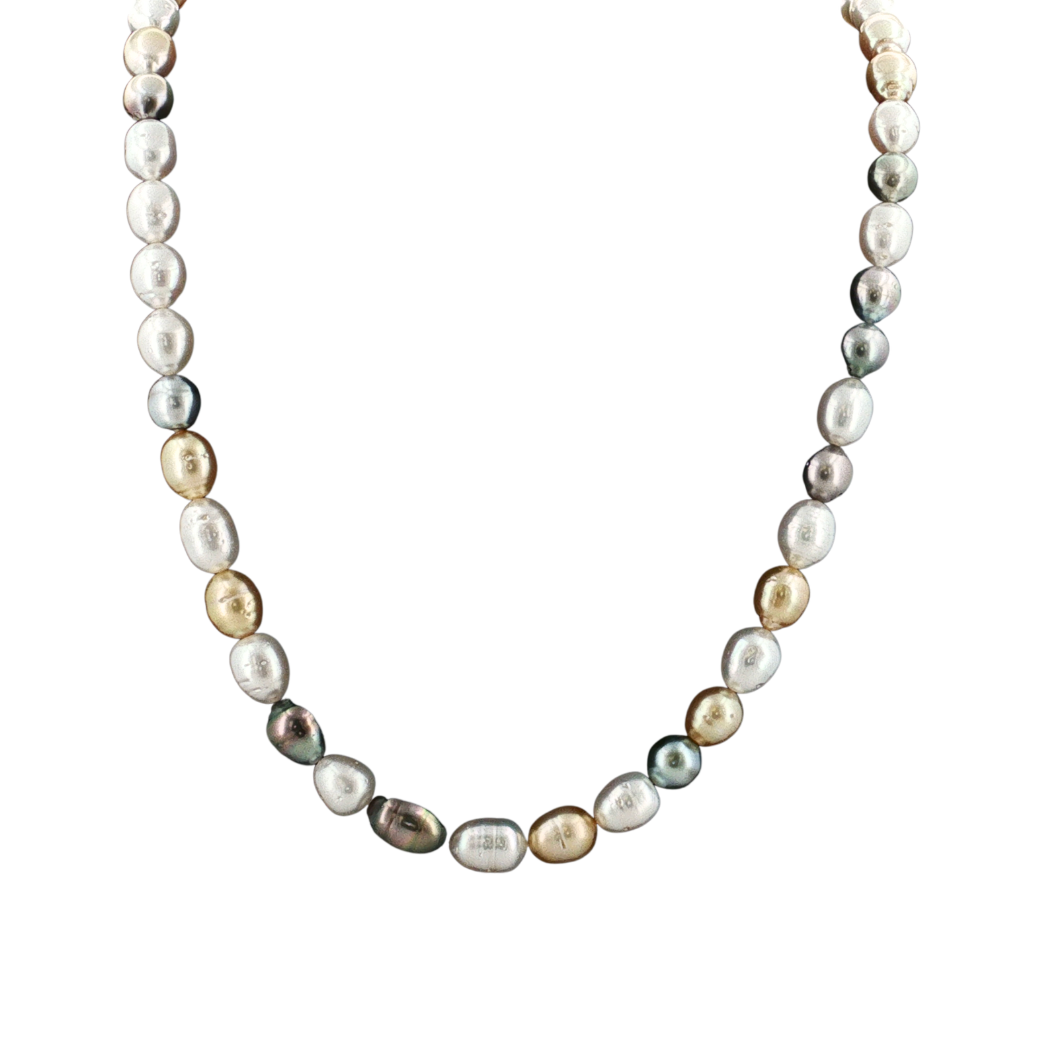 Estate Nickel Opera Length Baroque Mixed Pearl Strand