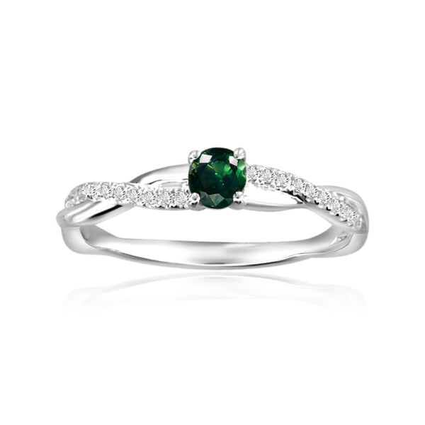 18kt White Gold .33ct Alexandrite .09ctw Diamond Rind w/Report