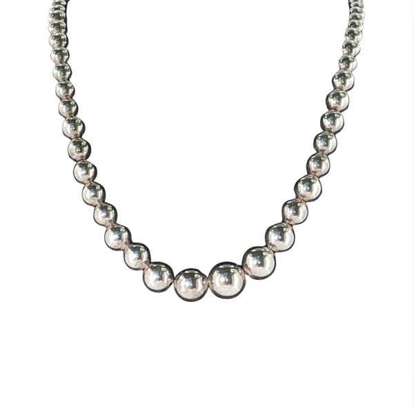 Estate Sterling Sliver Graduating Bead Necklace