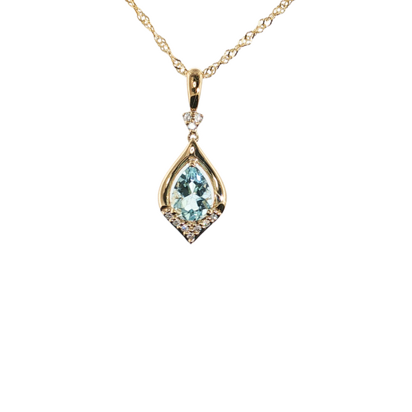 14K YG .63CT AQUAMARINE .05CTW