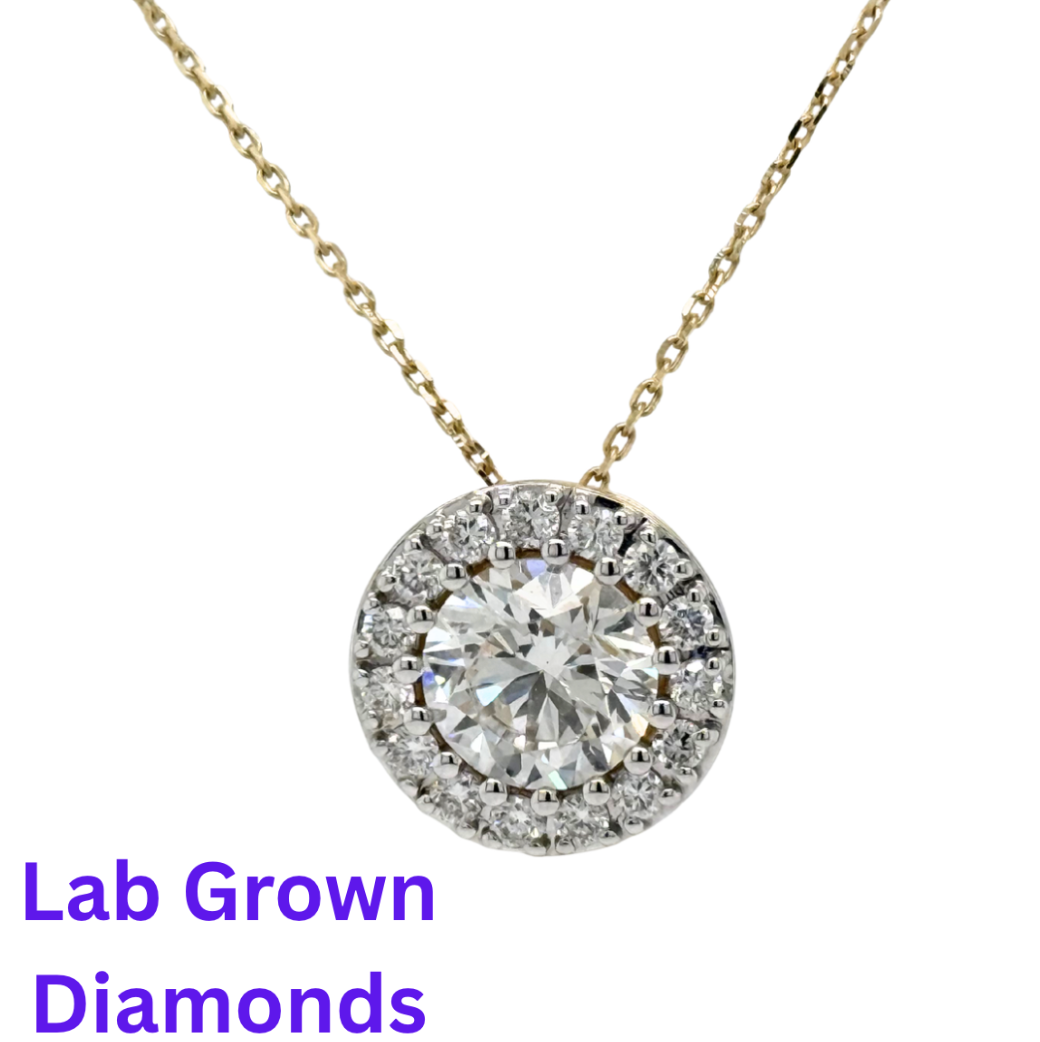 14KT Yellow Gold Lab Diamond 2.75 Center 3CTW with 18in Chain