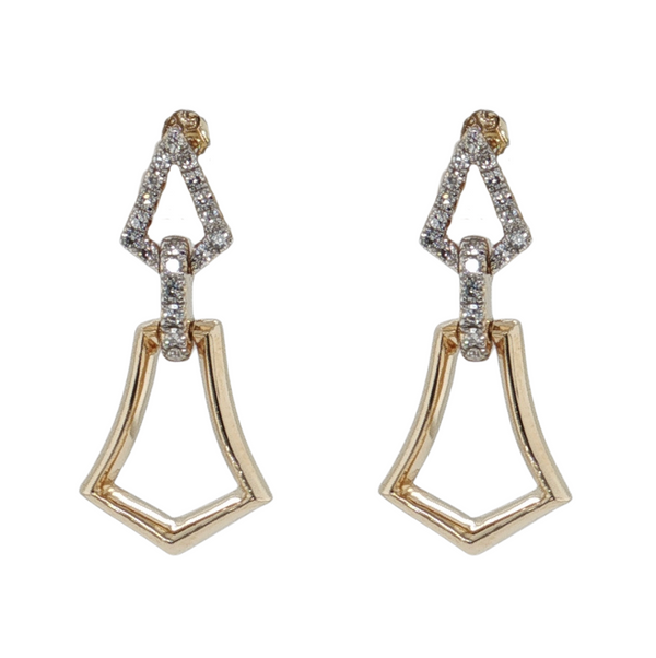 14kt Two Toned .12ctw Single Cut Diamond Dangle Earrings
